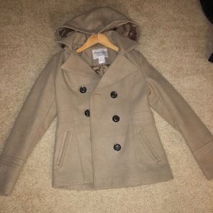 Tan colored peacoat. Never worn.